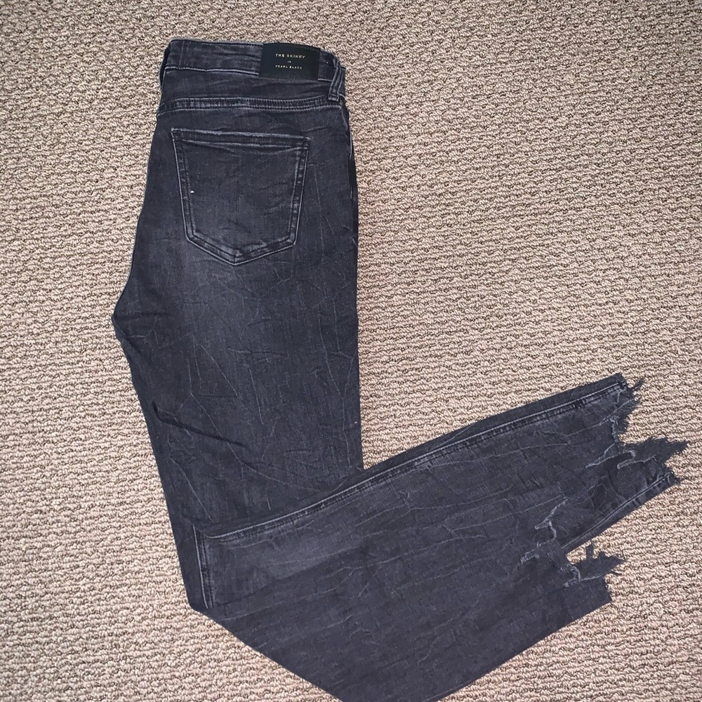 Black Zara jeans with raw hem